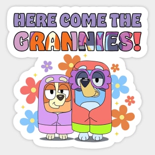 Here Come the Grannies Bluey Vintage Cartoon Sticker